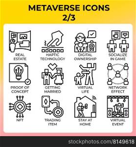 Metaverse icon set in modern style for ui, ux, web, app, brochure, flyer and presentation design, etc.