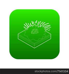 Meteor falling icon green vector isolated on white background. Meteor falling icon green vector