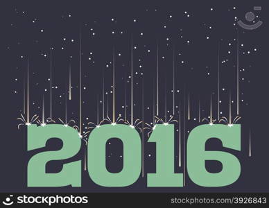 Meteor shower falling on 2016 in landscape format