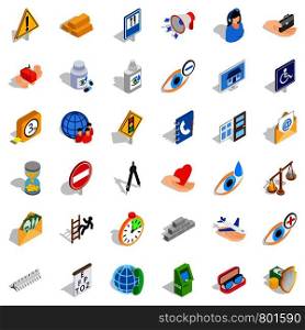 Meter icons set. Isometric style of 36 meter vector icons for web isolated on white background. Meter icons set, isometric style