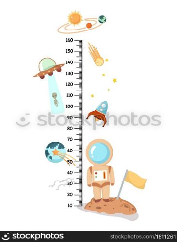 Meter wall with astronaut in space.vector illustration