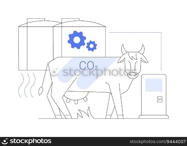 Methane capture abstract concept vector illustration. Anaerobic digester, manure management, smart farming, agroecology industry, sustainable agriculture, methane capture abstract metaphor.. Methane capture abstract concept vector illustration.