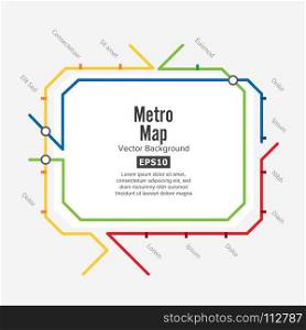 Metro Map Vector. Fictitious City Public Transport Scheme. Colorful Background With Stations. Metro Map Vector. Fictitious City Public Transport Scheme. Colorful Background With Stations.