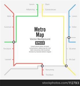 Metro Map Vector. Rapid Transit Illustration. Colorful Background With Stations. Metro Map Vector. Rapid Transit Illustration. Colorful Background With Stations.