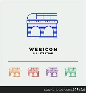 metro, railroad, railway, train, transport 5 Color Line Web Icon Template isolated on white. Vector illustration. Vector EPS10 Abstract Template background