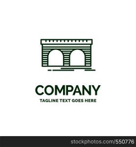 metro, railroad, railway, train, transport Flat Business Logo template. Creative Green Brand Name Design.