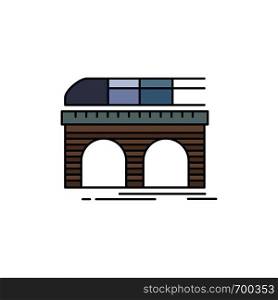 metro, railroad, railway, train, transport Flat Color Icon Vector