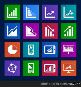 Metro style collection of Business Graph icon set