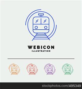 metro, train, smart, public, transport 5 Color Line Web Icon Template isolated on white. Vector illustration. Vector EPS10 Abstract Template background