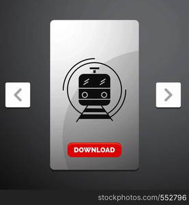 metro, train, smart, public, transport Glyph Icon in Carousal Pagination Slider Design & Red Download Button. Vector EPS10 Abstract Template background
