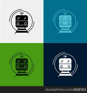 metro, train, smart, public, transport Icon Over Various Background. glyph style design, designed for web and app. Eps 10 vector illustration. Vector EPS10 Abstract Template background
