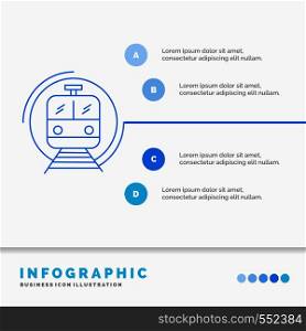 metro, train, smart, public, transport Infographics Template for Website and Presentation. Line Blue icon infographic style vector illustration. Vector EPS10 Abstract Template background