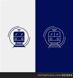 metro, train, smart, public, transport Line and Glyph web Button in Blue color Vertical Banner for UI and UX, website or mobile application. Vector EPS10 Abstract Template background