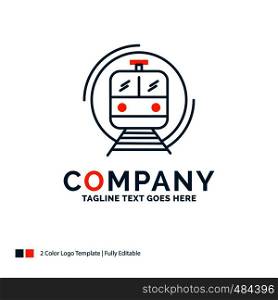 metro, train, smart, public, transport Logo Design. Blue and Orange Brand Name Design. Place for Tagline. Business Logo template.