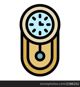 Metronome pendulum clock icon. Outline metronome pendulum clock vector icon color flat isolated. Metronome pendulum clock icon color outline vector