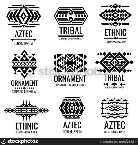 Mexican aztec symbols. Vintage tribal vector ornaments. Illustration of traditional native navajo decoration ethnic element. Mexican aztec symbols. Vintage tribal vector ornaments