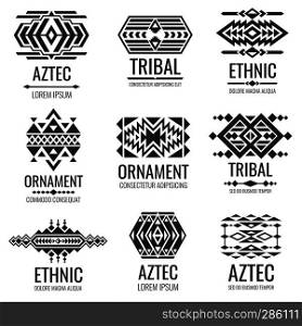 Mexican aztec symbols. Vintage tribal vector ornaments. Illustration of traditional native navajo decoration ethnic element. Mexican aztec symbols. Vintage tribal vector ornaments