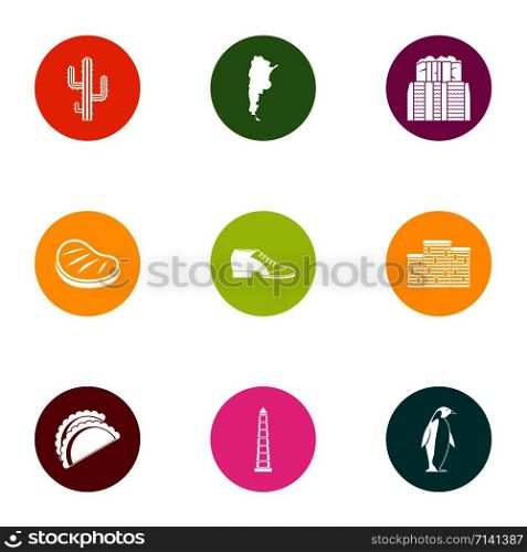 Mexican border icons set. Flat set of 9 mexican border vector icons for web isolated on white background. Mexican border icons set, flat style