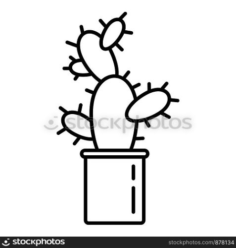 Mexican cactus pot icon. Outline mexican cactus pot vector icon for web design isolated on white background. Mexican cactus pot icon, outline style
