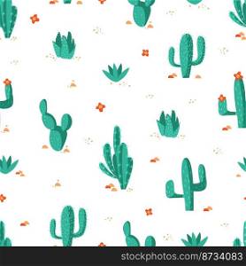 Mexican cactus seamless pattern. Cacti and flowers, decorative colorful mexico textile or fabric print, wallpaper, wrap paper vector texture template. Mexican cactus background illustration. Mexican cactus seamless pattern. Cacti and flowers, decorative colorful mexico textile or fabric print, wallpaper, wrap paper vector texture template