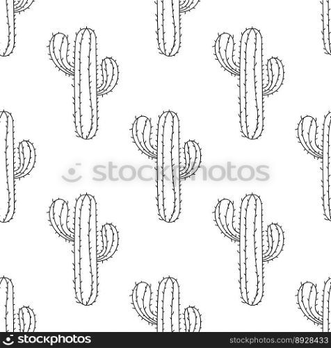 Mexican cactus seamless pattern hand drawn desert vector image
