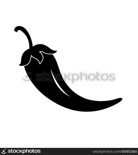Mexican chili pepper black flat icon vector isolated on white background jalapeno