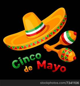 Mexican Cinco de Mayo greeting card. National holiday background.. Mexican Cinco de Mayo greeting card.