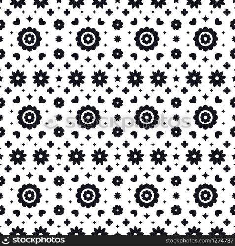Mexican folk art seamless pattern with flowers on white background. Traditional design for fiesta party. Floral ornate elements from Mexico. Mexican folklore ornament. Mexican folk art seamless pattern with flowers on white background. Traditional design for fiesta party. Floral ornate elements from Mexico. Mexican folklore ornament.