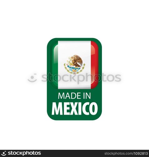 Mexican national flag, vector illustration on a white background. Mexican flag, vector illustration on a white background