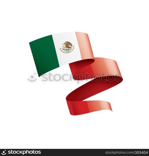 Mexican national flag, vector illustration on a white background. Mexican flag, vector illustration on a white background