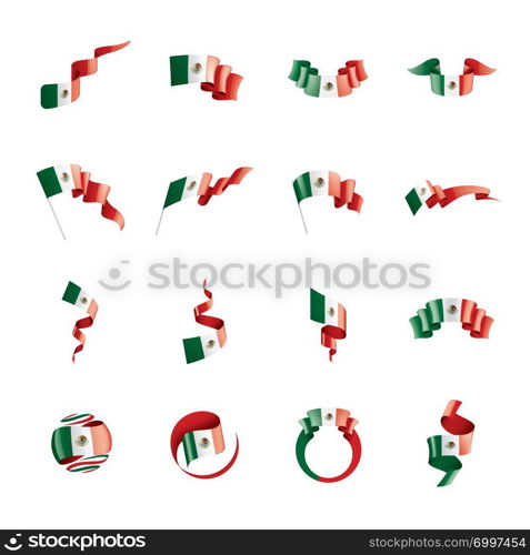 Mexican national flag, vector illustration on a white background. Mexican flag, vector illustration on a white background