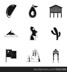 Mexican place icons set. Simple set of 9 mexican place vector icons for web isolated on white background. Mexican place icons set, simple style