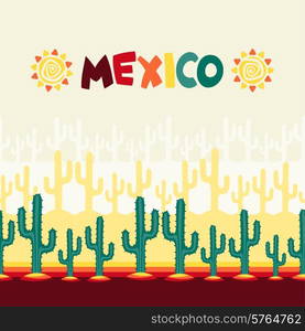 Mexican seamless pattern with cactus in native style.