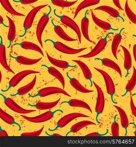 Mexican seamless pattern with chili and old texture.