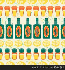 Mexican seamless pattern with tequila in native style.