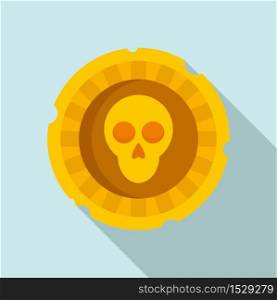 Mexican skull coin icon. Flat illustration of mexican skull coin vector icon for web design. Mexican skull coin icon, flat style