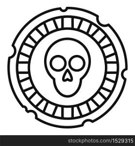 Mexican skull coin icon. Outline mexican skull coin vector icon for web design isolated on white background. Mexican skull coin icon, outline style