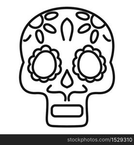 Mexican skull icon. Outline mexican skull vector icon for web design isolated on white background. Mexican skull icon, outline style