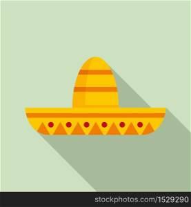 Mexican sombrero icon. Flat illustration of mexican sombrero vector icon for web design. Mexican sombrero icon, flat style