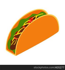 Mexican taco isometric 3d icon isolated on white background. Mexican taco isometric 3d icon