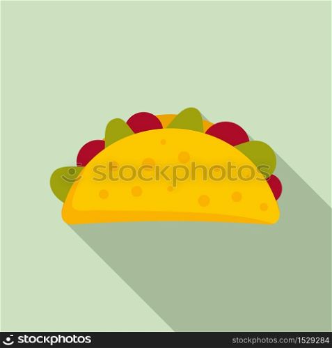 Mexican tacos icon. Flat illustration of mexican tacos vector icon for web design. Mexican tacos icon, flat style