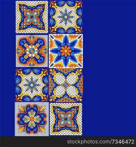 Mexican talavera ceramic tile pattern. Ethnic folk ornament. Italian pottery, portuguese azulejo or spanish majolica.. Mexican talavera ceramic tile pattern. Ethnic folk ornament.