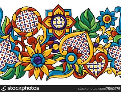 Mexican talavera seamless pattern. Decorative background with ornamental flowers. Traditional tile decorative objects. Ethnic folk ornament.. Mexican talavera seamless pattern. Decorative background with ornamental flowers.