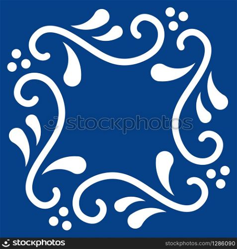 Mexican talavera tile pattern. Ornament in traditional style from Puebla in classic blue and white. Floral ceramic tile with dot and leaves. Folk art design from Mexico. Mexican talavera tile pattern. Ornament in traditional style from Puebla in classic blue and white. Floral ceramic tile with dot and leaves. Folk art design from Mexico.
