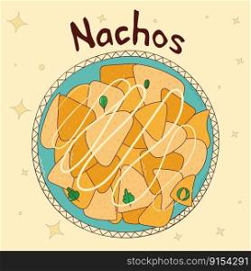 Mexican traditional food. Nachos Vector illustration. Mexican traditional food. Nachos. Vector illustration in hand drawn style