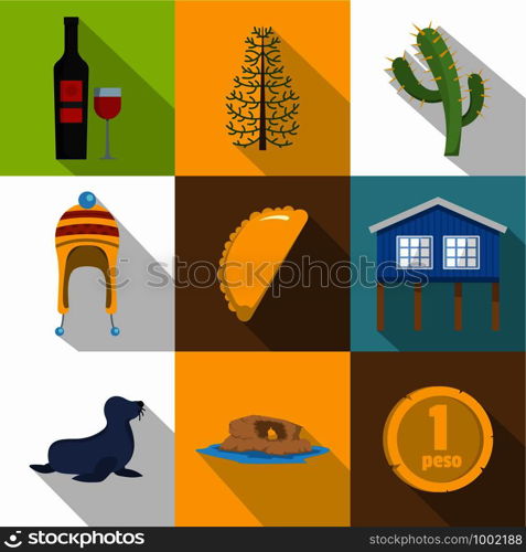 Mexican world icons set. Flat set of 9 mexican world vector icons for web isolated on white background. Mexican world icons set, flat style