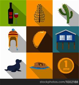 Mexican world icons set. Flat set of 9 mexican world vector icons for web isolated on white background. Mexican world icons set, flat style