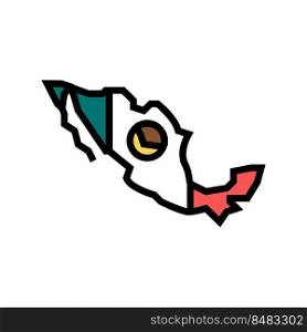 mexico country map flag color icon vector. mexico country map flag sign. isolated symbol illustration. mexico country map flag color icon vector illustration