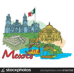 mexico doodles vector illustration
