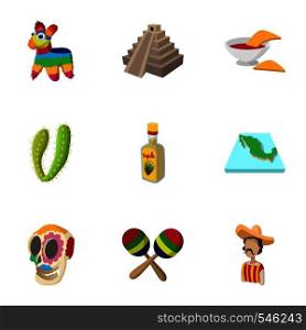 Mexico icons set. Cartoon illustration of 9 Mexico vector icons for web. Mexico icons set, cartoon style